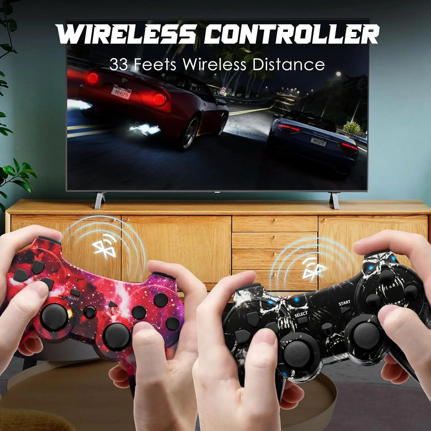 Controller for PS3, Wireless Controller with Motion Sensor, Double Virbration, Bluetooth Remote for PlayStation 3, Skull