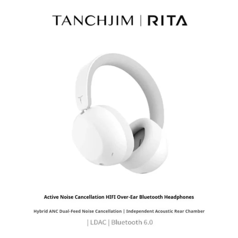 TANCHJIM RITA HiFi Bluetooth Headset Wireless/Wired LDAC ANC・ENC 40mm DMT5 Dynamic Driver Bluetooth 6.0 + 3.5mm Gaming Over-Ear