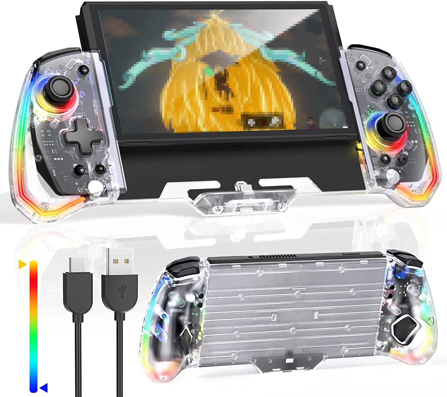 No Deadzone Enhanced  Controller for Switch/Switch OLED, Adjustable LED Light, Ergonomic Design, 6-Axis Gyro
