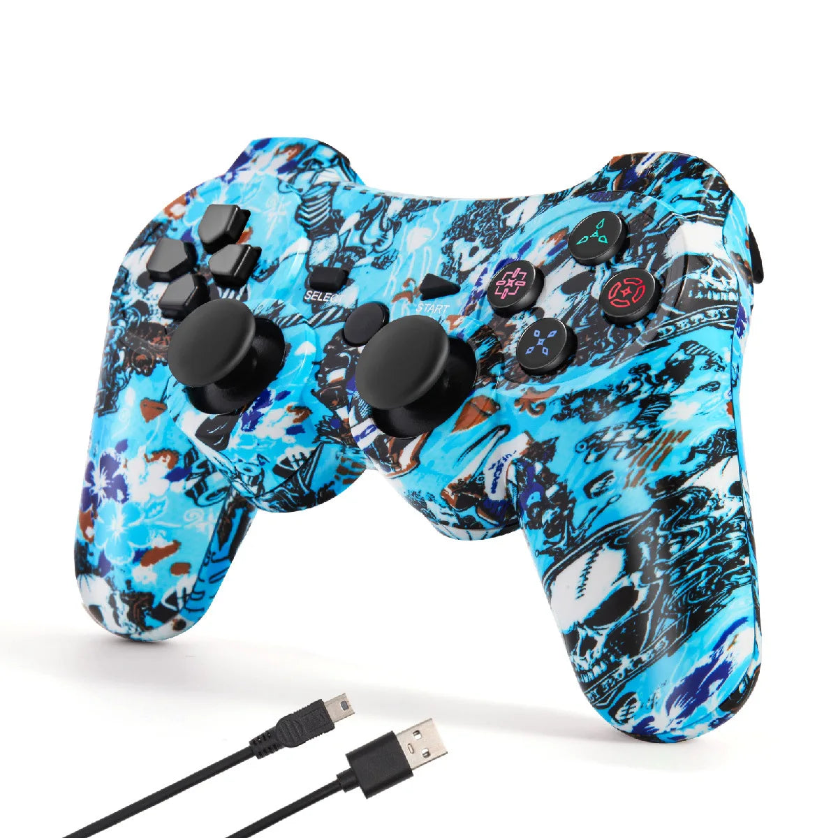 Controller for PS3, Wireless Controller with Motion Sensor, Double Virbration, Bluetooth Remote for PlayStation 3, Skull