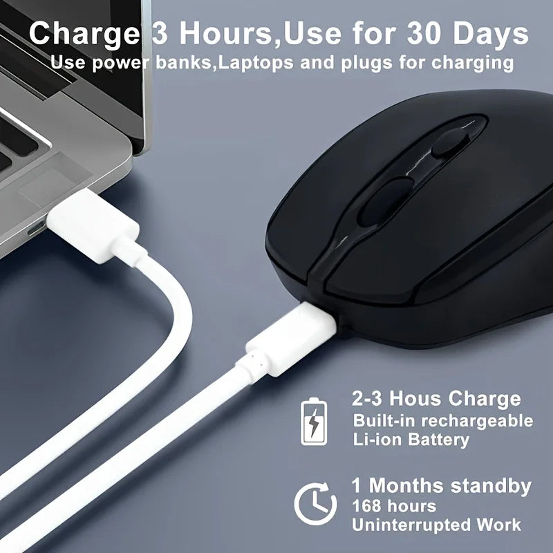 Rechargeable Wireless Mouse Dual Modes Bluetooth-compatible 2.4G USB Silent Ergonomic Mice For Laptop Pad Tablet Macbook Mause